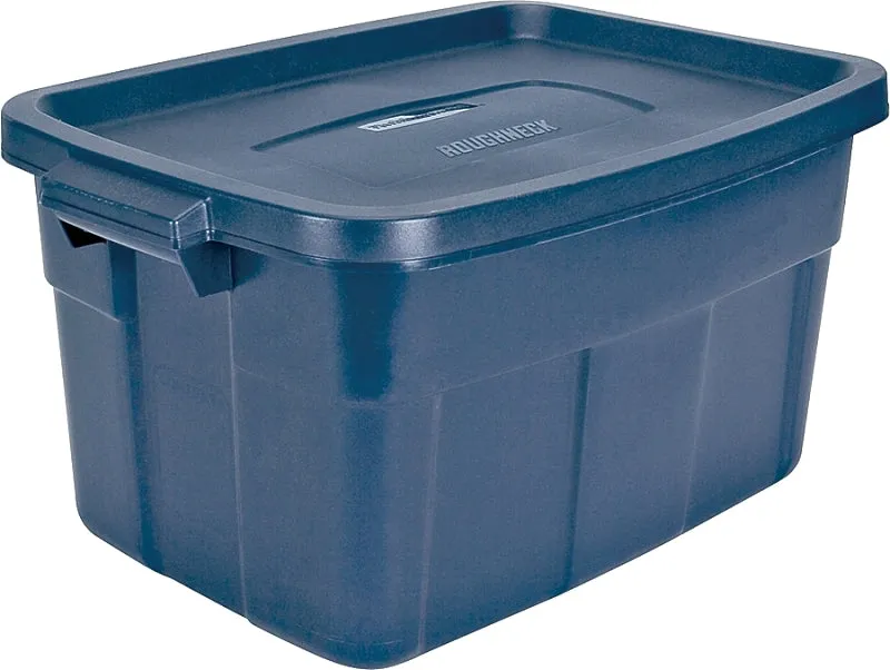 Rubbermaid Roughneck RMRT140008 Nestable Storage Box, Polyethylene, Dark Indigo, 23.9 in L, 15.9 in W, 12.2 in H :EA: QUANTITY: 6