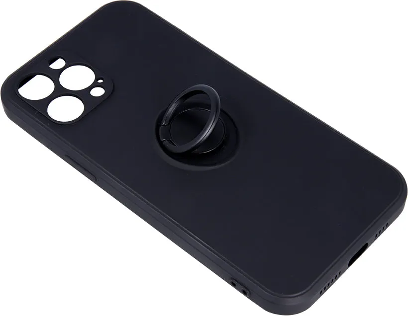 Samsung Galaxy A12 Finger Grip Protective Silicon Cover - Black