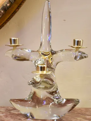 Schneider crystal candlestick - coral