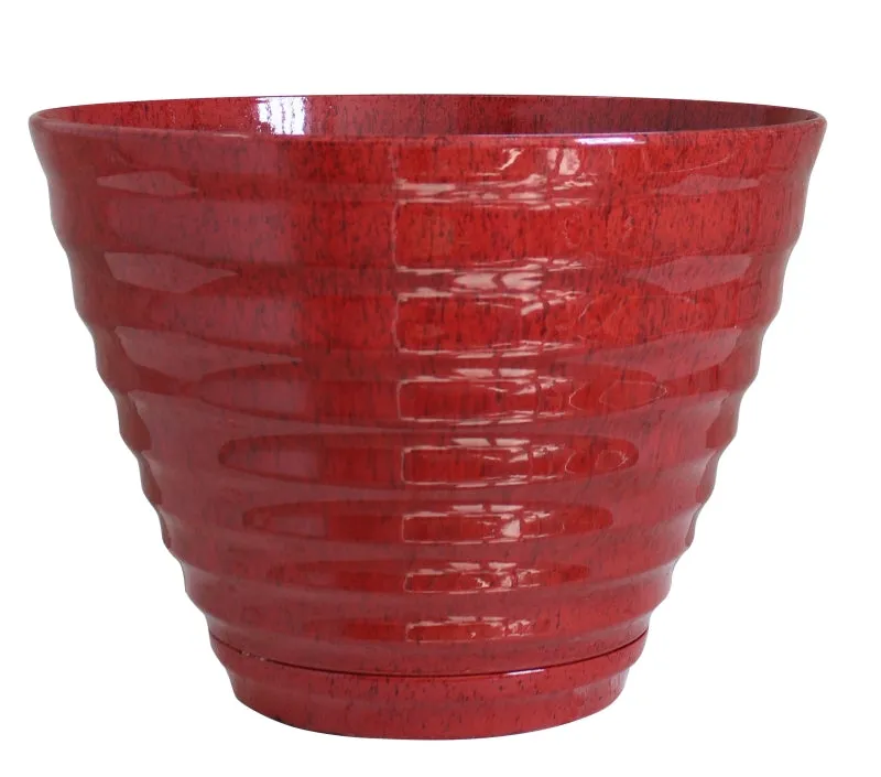 Southern Patio HDR-064763 Planter, 15.9 in Dia, 12.3 in H, Round, Beehive Design, Resin, Red :EA: QUANTITY: 1