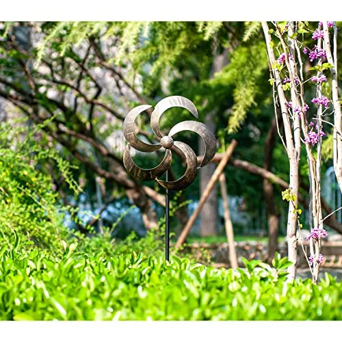 SteadyDoggie Wind Spinner Iris 61in Single Blade Easy Spinning Kinetic Spinner Gold