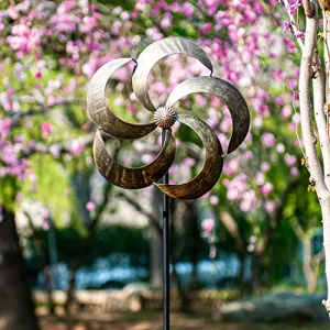 SteadyDoggie Wind Spinner Iris 61in Single Blade Easy Spinning Kinetic Spinner Gold