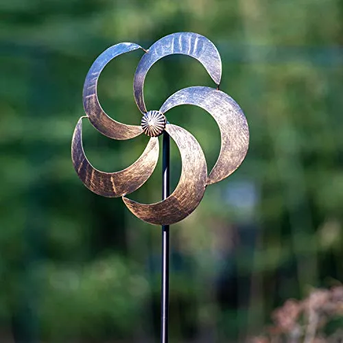 SteadyDoggie Wind Spinner Iris 61in Single Blade Easy Spinning Kinetic Spinner Gold