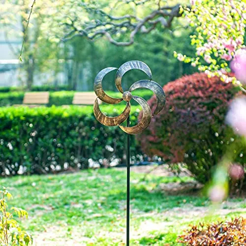 SteadyDoggie Wind Spinner Iris 61in Single Blade Easy Spinning Kinetic Spinner Gold