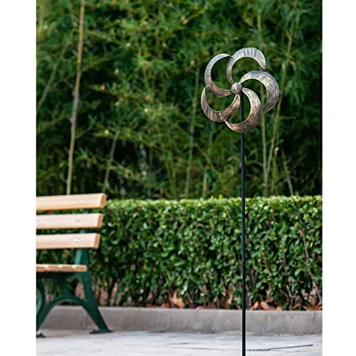 SteadyDoggie Wind Spinner Iris 61in Single Blade Easy Spinning Kinetic Spinner Gold