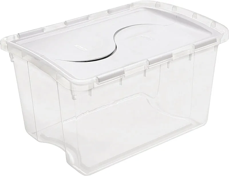 Sterilite 19148006 Storage Box, Plastic, Clear/White, 22-3/8 in L, 15-7/8 in W, 13-1/8 in H :EA: QUANTITY: 6