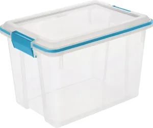 Sterilite 19324306 Gasket Box, Plastic, Blue Aquarium/Clear, 16-1/8 in L, 11-1/4 in W, 10-7/8 in H :EA: QUANTITY: 6