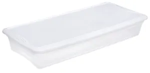 Sterilite 19608006 Storage Box, Plastic, Clear/White, 34-7/8 in L, 16-5/8 in W, 6-1/8 in H :EA: QUANTITY: 6
