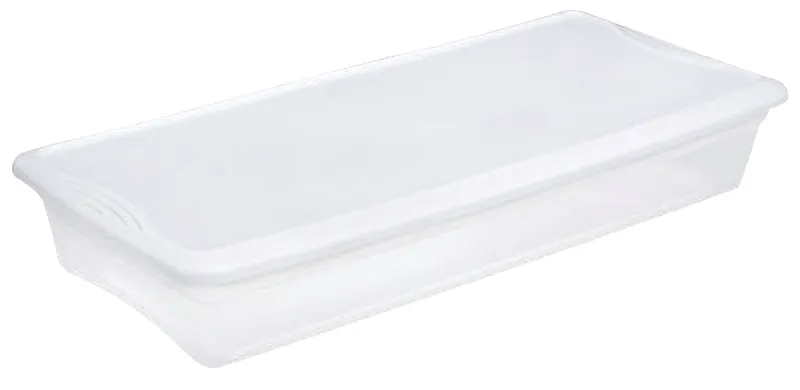 Sterilite 19608006 Storage Box, Plastic, Clear/White, 34-7/8 in L, 16-5/8 in W, 6-1/8 in H :EA: QUANTITY: 6