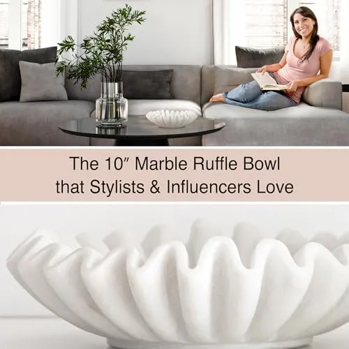 Strona 10 Marble Ruffle Bowl White Fluted Bowl Decorative Coffee Table Decor