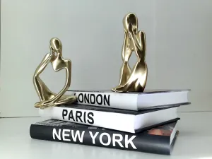 Tizzoda Decorative Book Set with Golden Sculptures, 3pcs