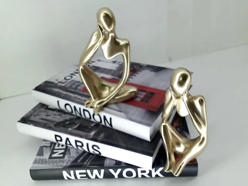Tizzoda Decorative Book Set with Golden Sculptures, 3pcs