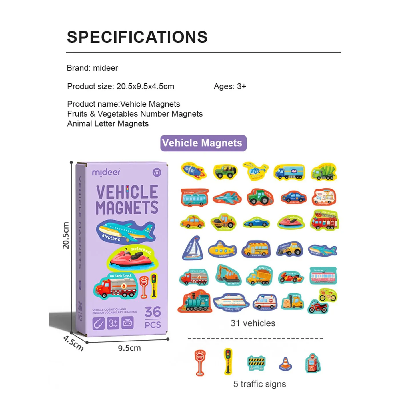 Transportation Magnets 36pcs