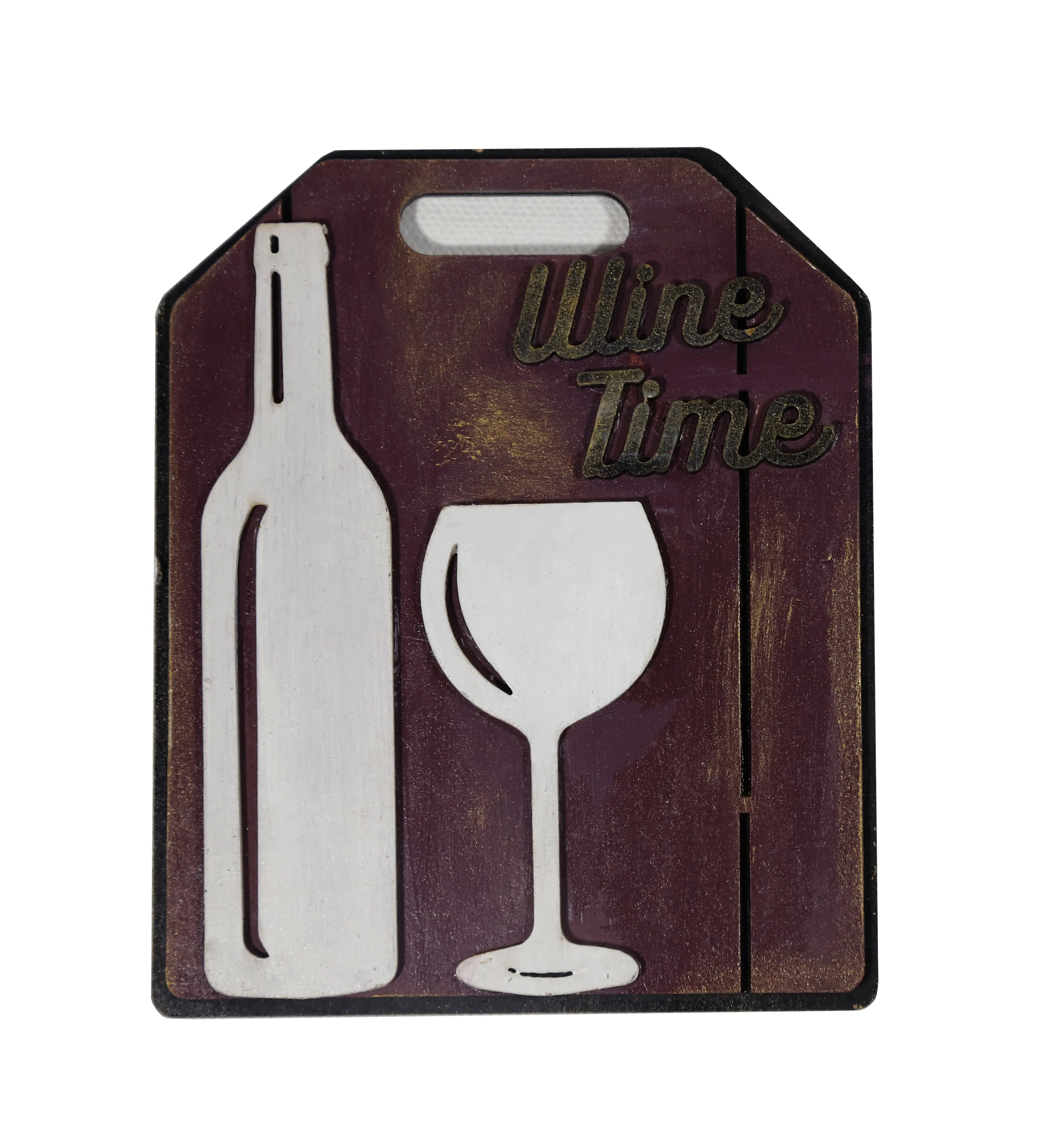 Wine Time Hand-Painted Fridge Magnet - Purple