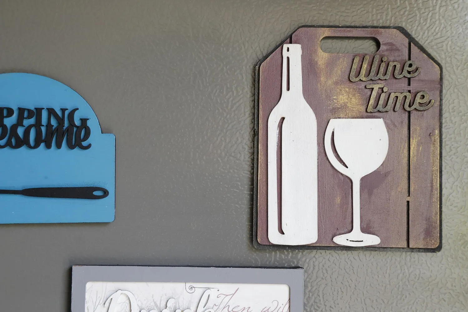 Wine Time Hand-Painted Fridge Magnet - Purple