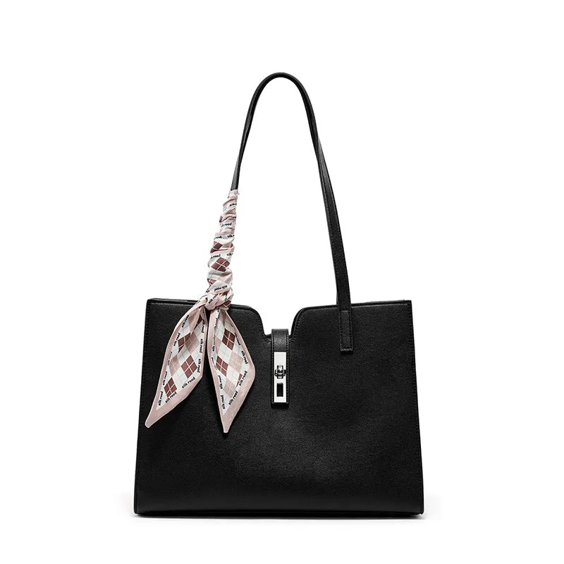 Women Cowhide Leather Capacious Shoulder Tote Bag