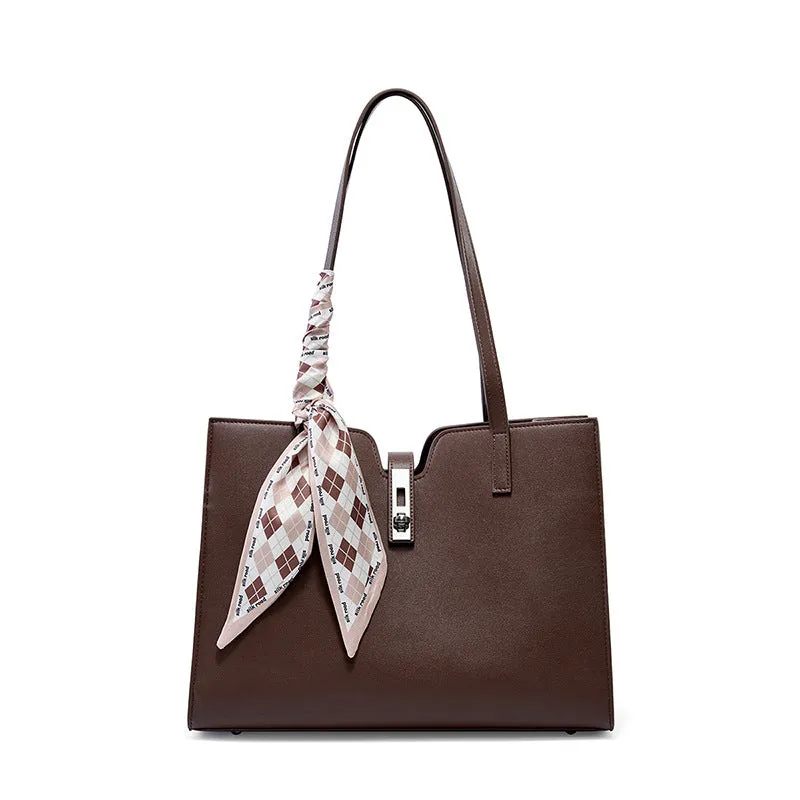 Women Cowhide Leather Capacious Shoulder Tote Bag
