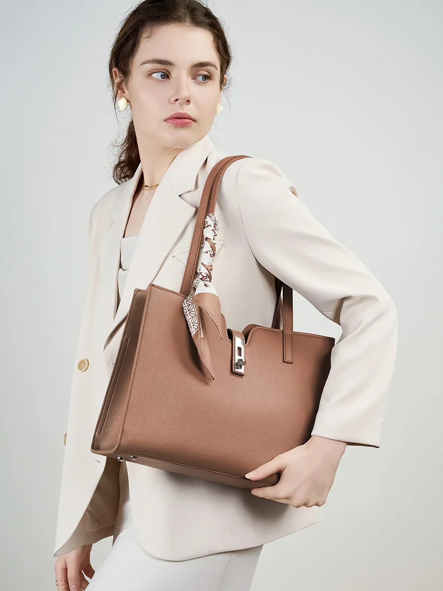 Women Cowhide Leather Capacious Shoulder Tote Bag