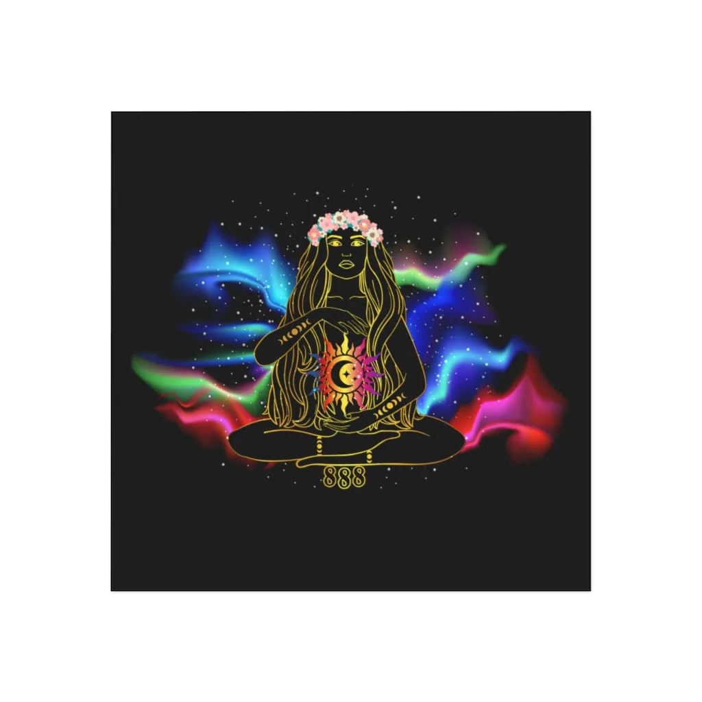 Yoga Spiritual Meditation Square Magnet - Balance 888 Angel Number