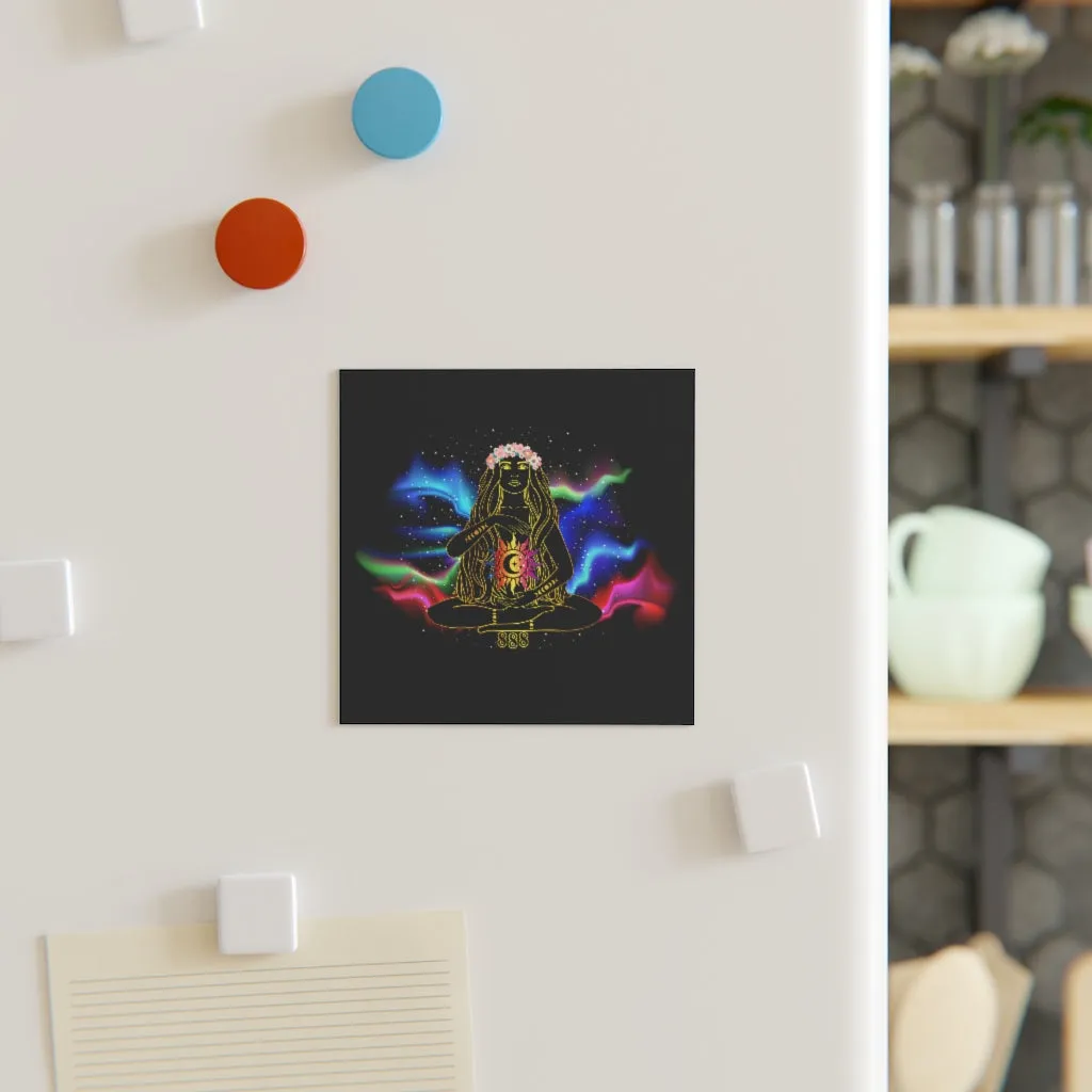 Yoga Spiritual Meditation Square Magnet - Balance 888 Angel Number