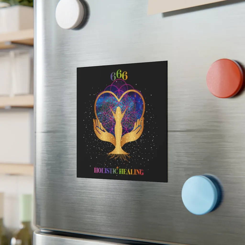 Yoga Spiritual Meditation Square Magnet - Reflection 666 Angel Number