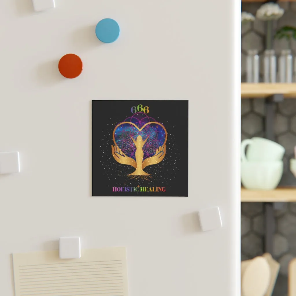 Yoga Spiritual Meditation Square Magnet - Reflection 666 Angel Number